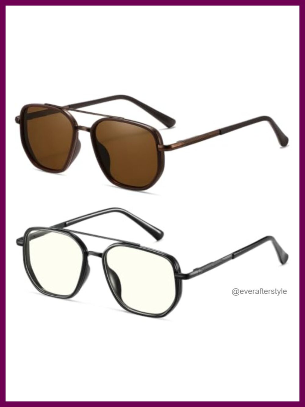 Polarized Aviator Sunglasses & Blue Light Glasses Set UV400